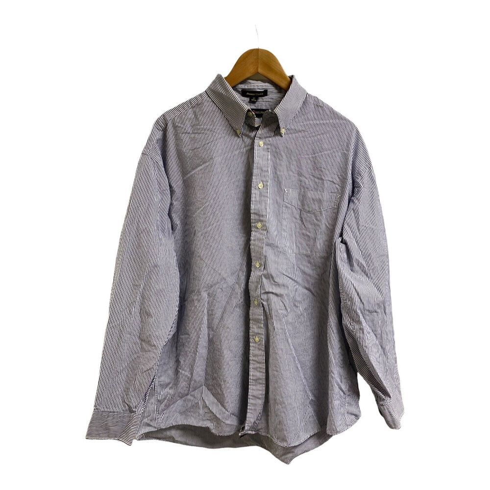 Tommy‎ Hilfiger Men's Long Sleeve Button Down Shirt Blue White Stripe Size 17